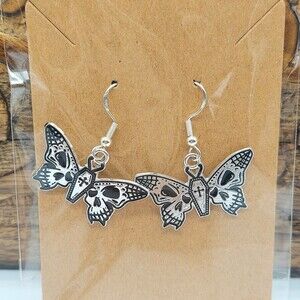 Butterfly Skull Coffin Earrings Halloween Earrings